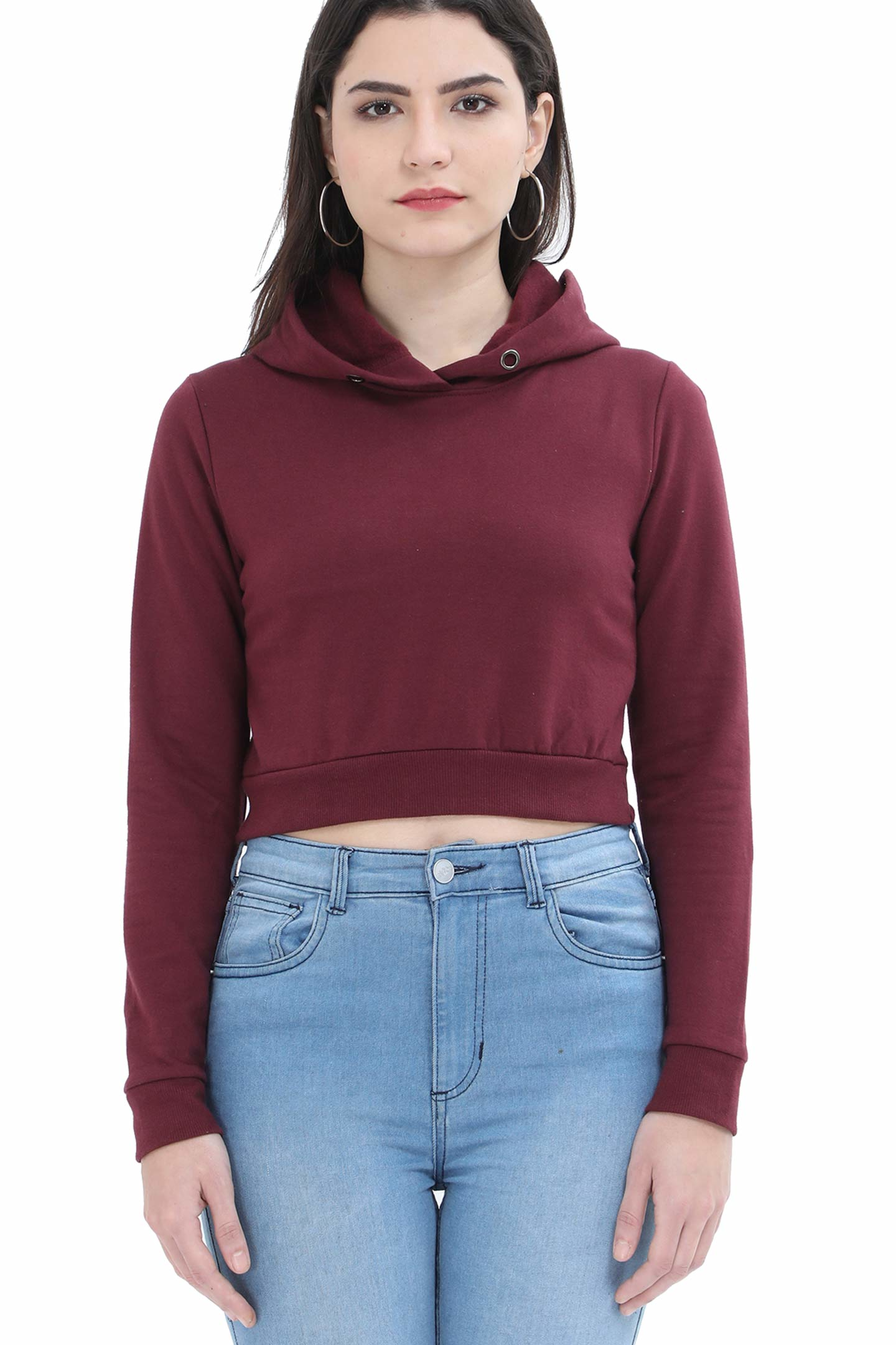 Chic Maroon Crop Hoodie for Women - Cozy and Stylish Maroon Crop Hoodie for Women