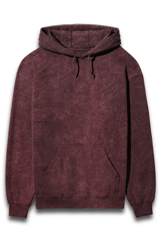 Acid Wash  Hoodie – Maroon Elegance for Men