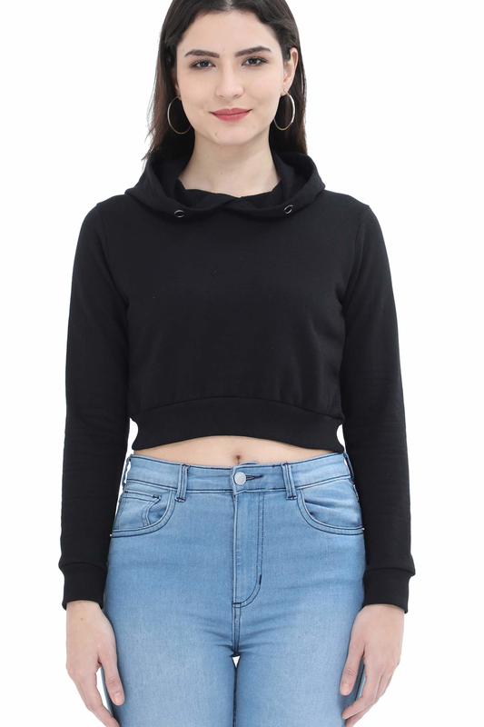 Stylish Black Crop Hoodie for Women – Effortless Comfort and Luxe Style